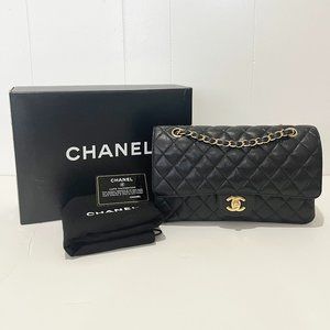 Chanel Classic Medium Caviar Double Flap - Black with Gold Hardware
